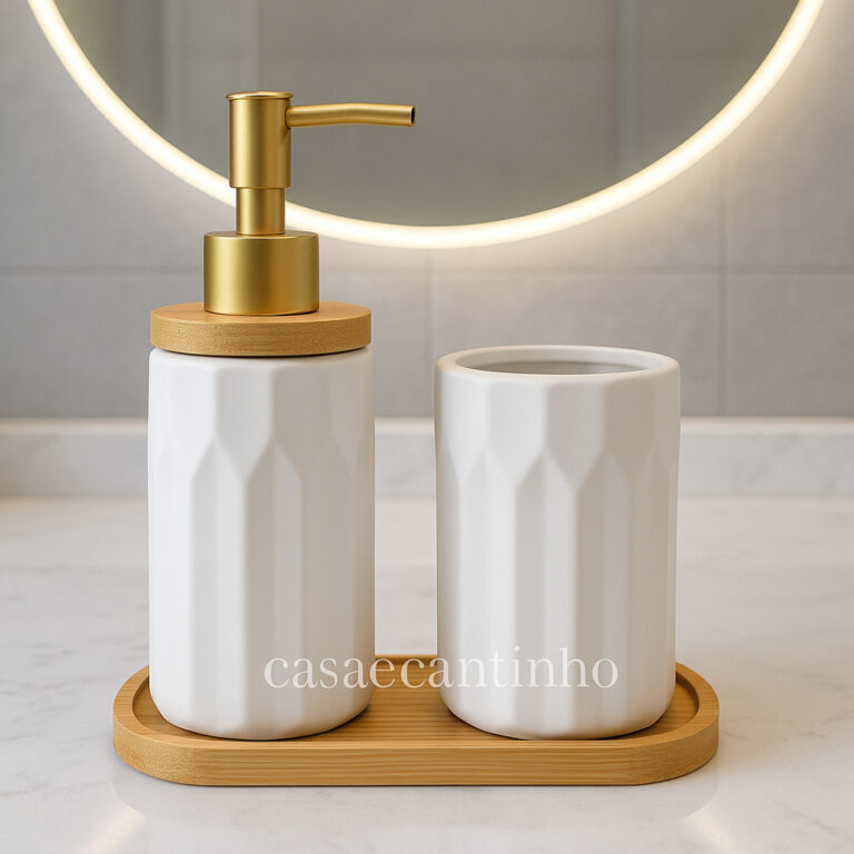 Kit Banheiro Lavabo Porta Sabonete liquido Dispens