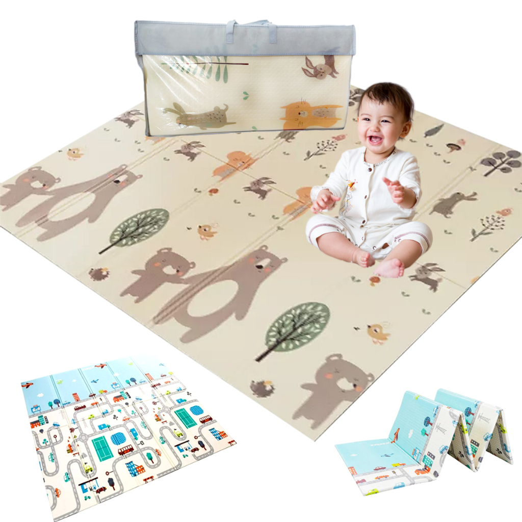 Tapete Infantil Emborrachado Térmico Tatame Antiderrapante Dobrável Dupla Face 6mm 1,80×1,50m