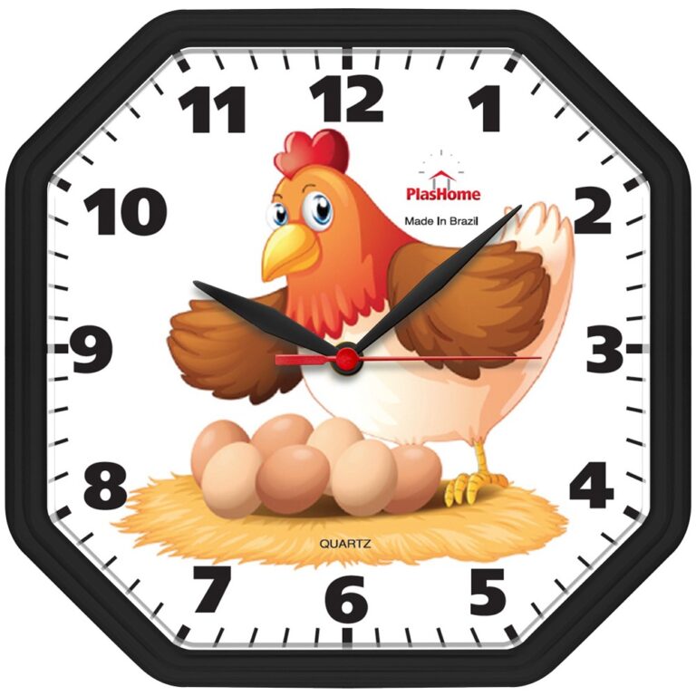 Relógio de Parede Gama Preto Galinha Oitavado Pla