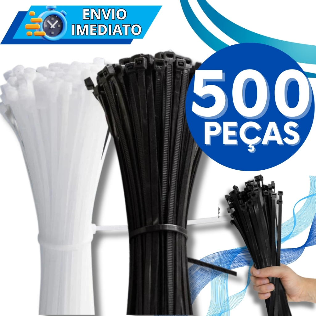 KIT Jogo 100/200/400/500 Unidades Abraçadeira de Nylon Enforca Gato Braçadeira Cinta Plástica Presil