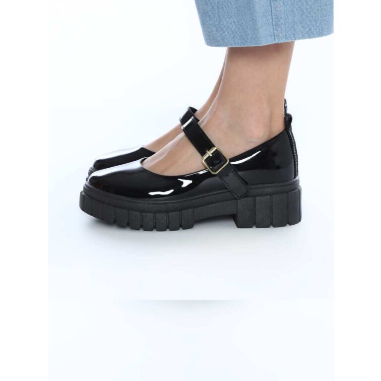 Sapato Mary Jane Tratorado Menina com Fivela Ajust