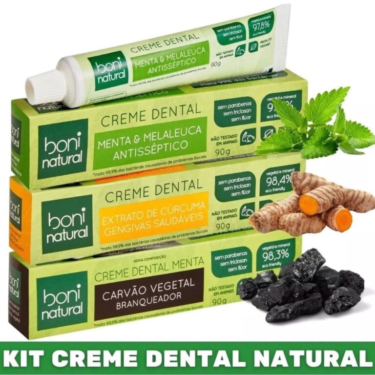 Kit 3 Creme Dental Boni Natural – Carvão, C