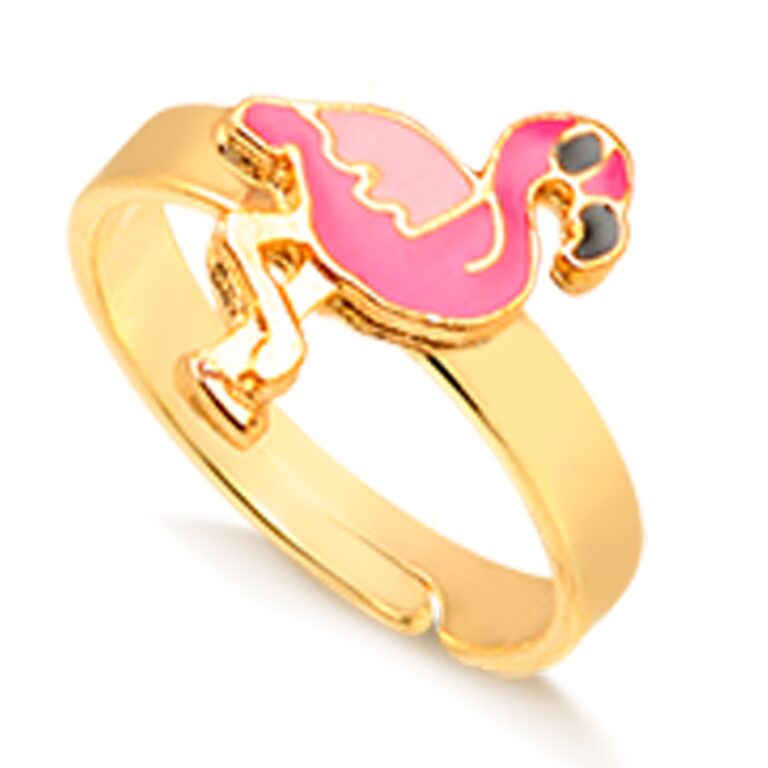 Anel Dourado Infantil Flamingo