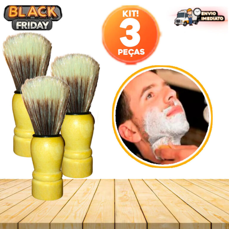 Kit 3 Pincéis Profissionais para Barbear – 