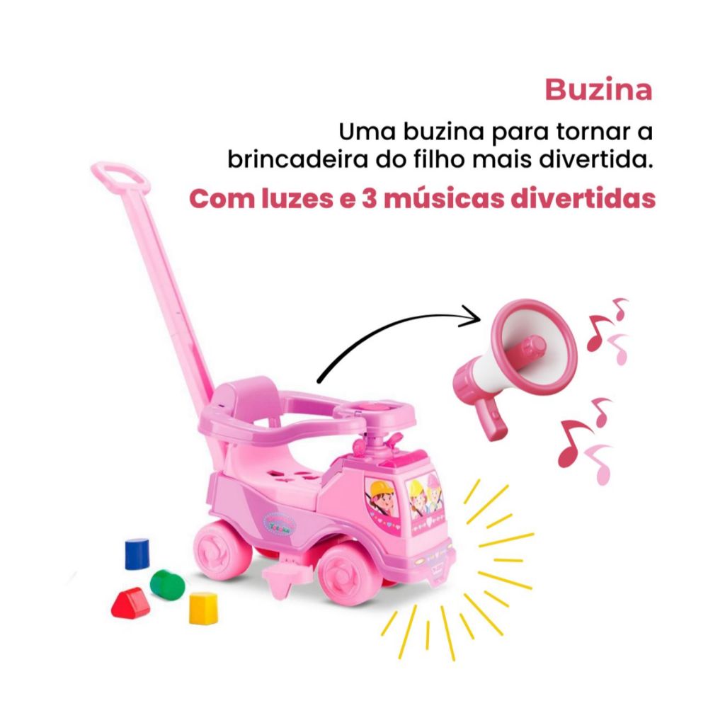 Motoca Vilotrol Triciclo Infantil Totoka Plus Toca Musicas Cardoso Menino Menina Bebe Empurrador Ped