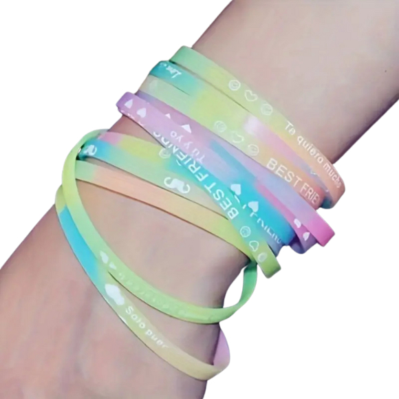 2 Unidades Pulseiras de Silicone Brilhantes no Esc