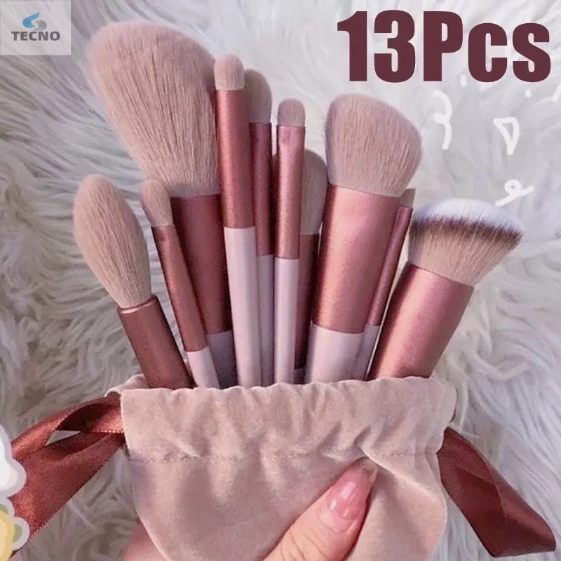 Kit 13 Pçs Pincéis de Maquiagem Com Bolsa de Veludo Contorno Kabuki Profissional Várias Cores Dispon