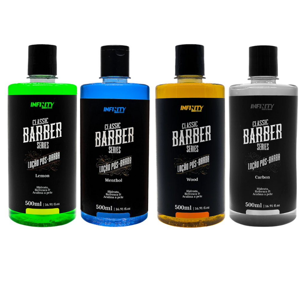 Loção Pós-Barba Lemon – Menthol – Wood – Carbon 500ml Infinity Looks Hair Alívio e Frescor Imediato