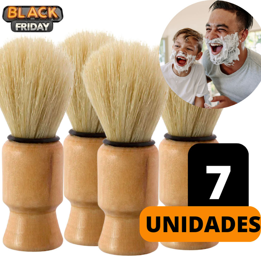 Pincel De Barbear Kit 7 Unidades Para Espuma De Barbear Com Cabo De Madeira E Cerdas Macias em ofert