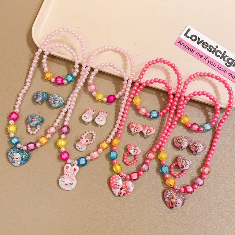 Kit 6 Colares 6 Pulseiras  Infantil Flor Borboleta