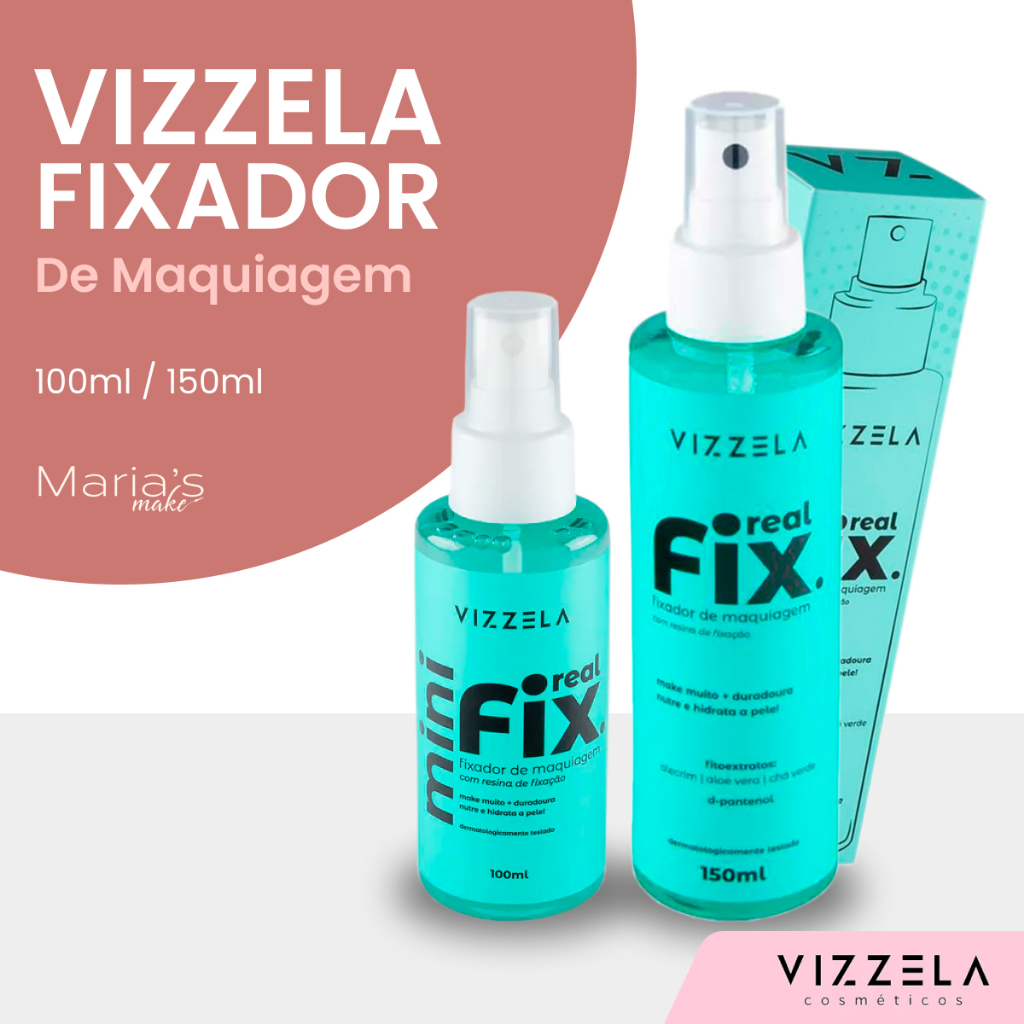 Fixador de Maquiagem Vizzela Real Fix | Mini 100ml ou 150ml | Make Duradoura Hidrata a Pele