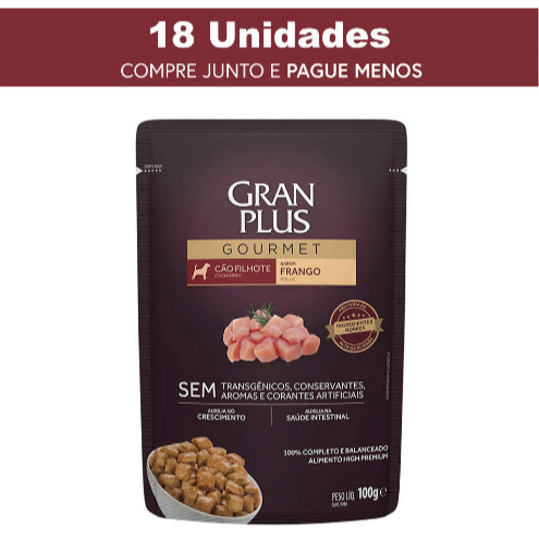 RAÇÃO ÚMIDA GRAN PLUS SACHÊ PARA CÃES  CAIXA 