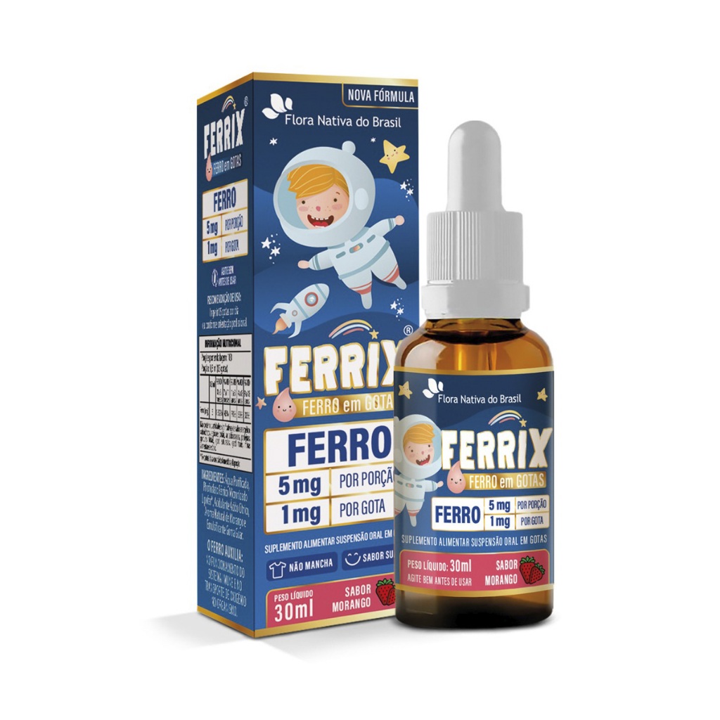 Vitamina Ferrix Gotas 30ml Sabor Morango