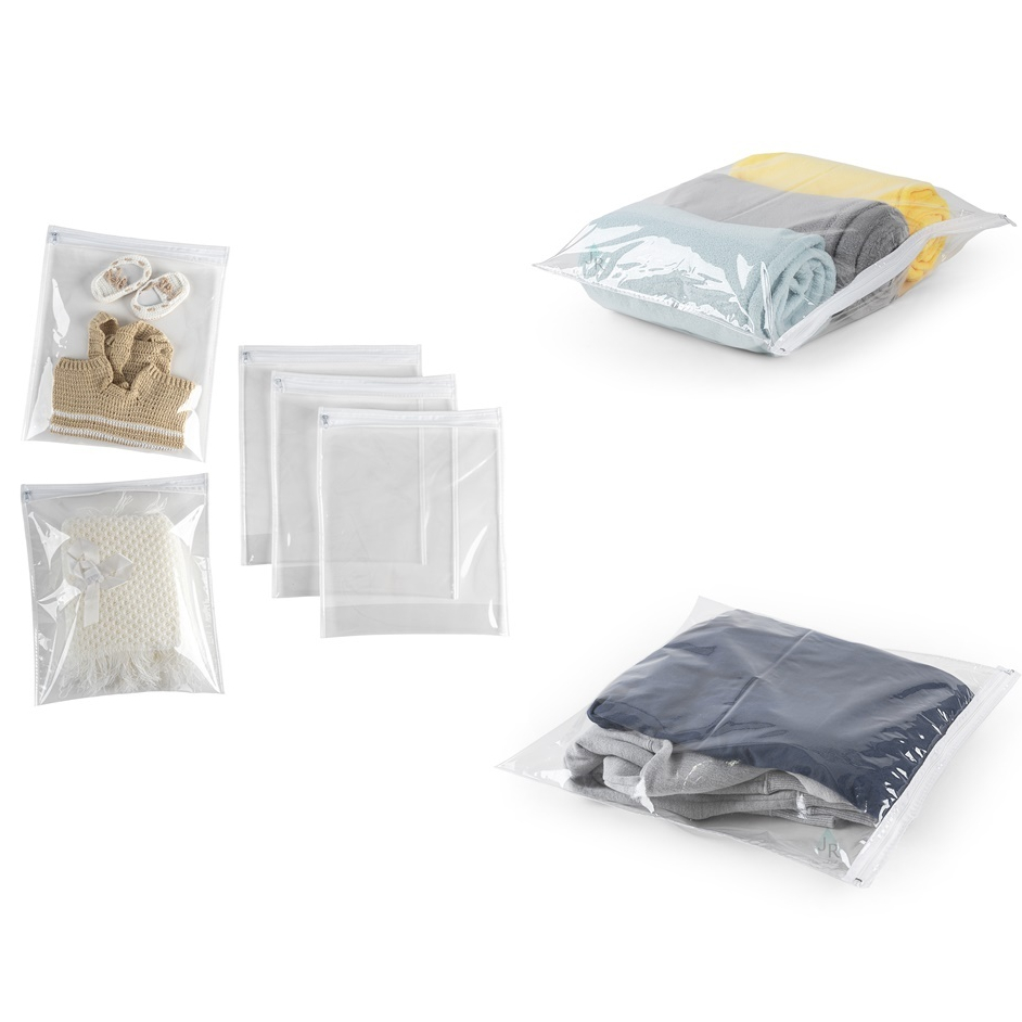 Kit 5 Saquinhos Organizadores PMG Com Zíper Multiuso Envelope Maternidade/Guarda Roupas/Mala De Viag