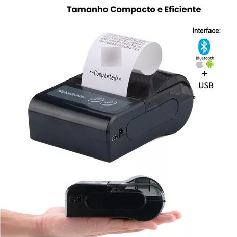 Mini Impressora Térmica Bluetooth Sem fio Portát