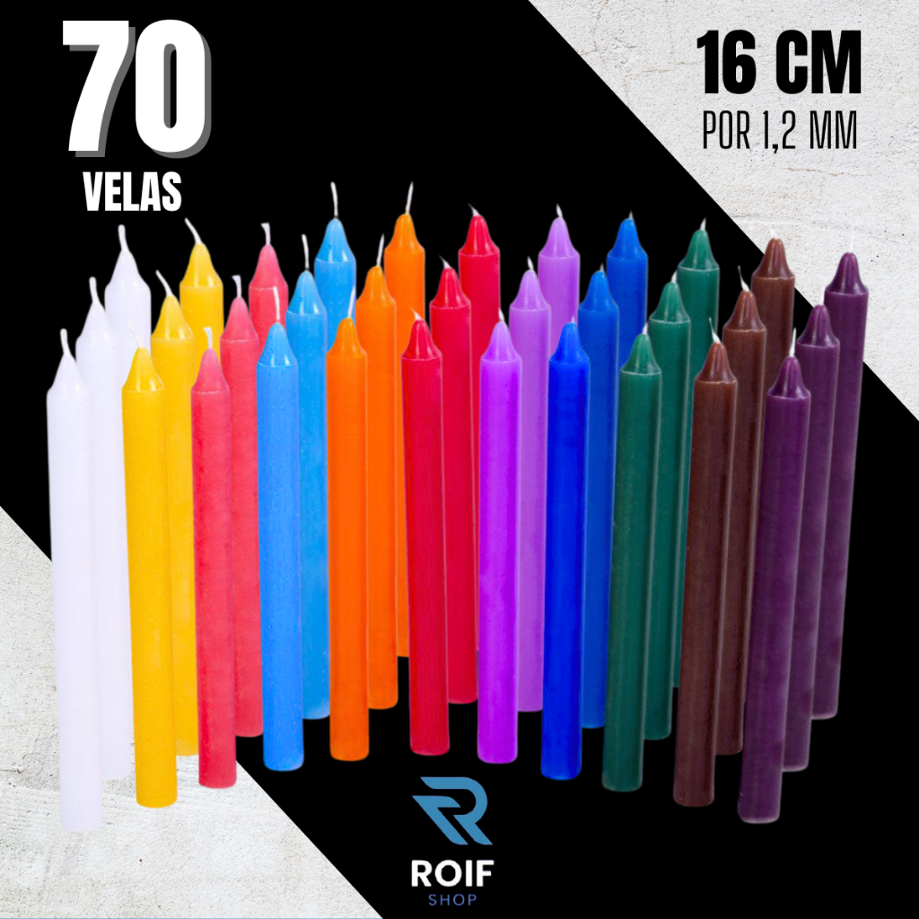 Vela Palito Kit Colorida Semanal Entidades 16 x 1,2cm Personalise seu Kit Vermelha, Preta, Branca, A