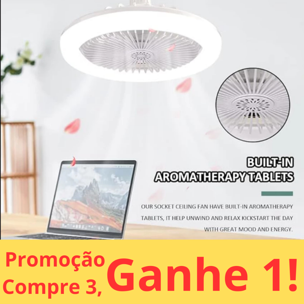 Ventilador luminária 5 folhas grande de Teto com aroma silencioso e economico turbo controle remoto