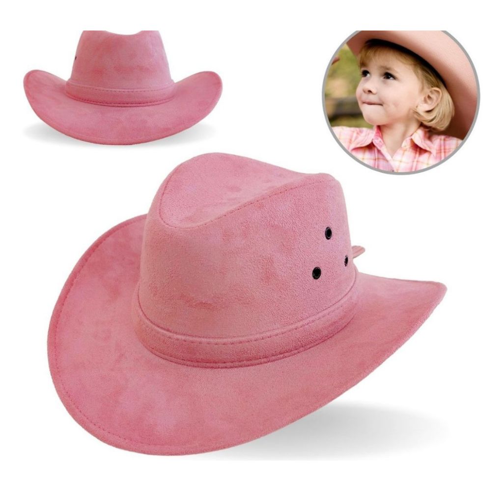 Chapéu Infantil Menina Rosa ou Pink em Camurça Festa Junina Rodeio Boiadeira