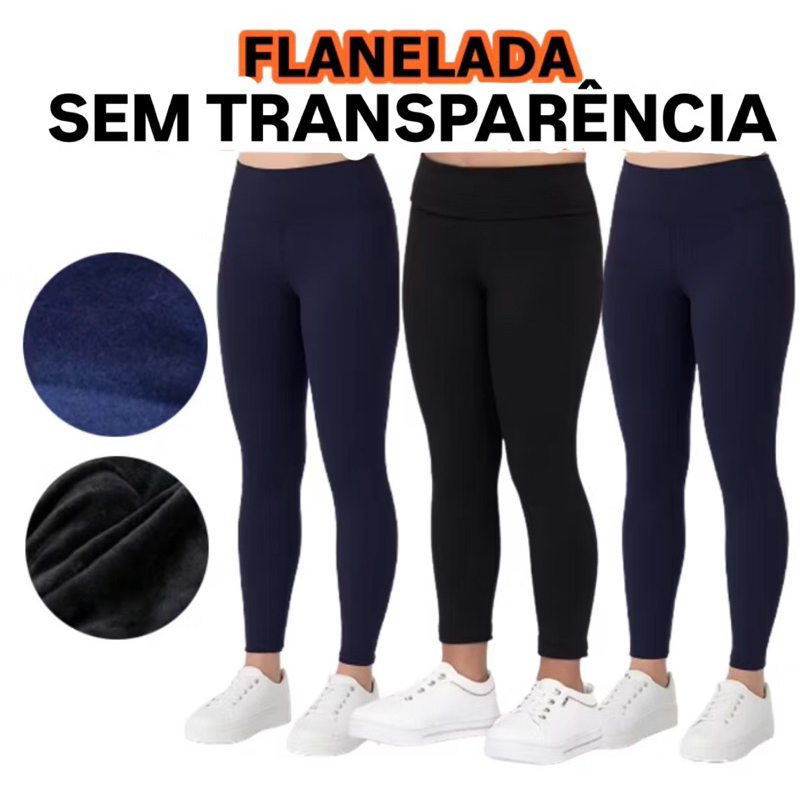 Kit 3 Calças Legging Térmica Flanelada Infantil Juvenil Escolar Confortável Zero Transparência