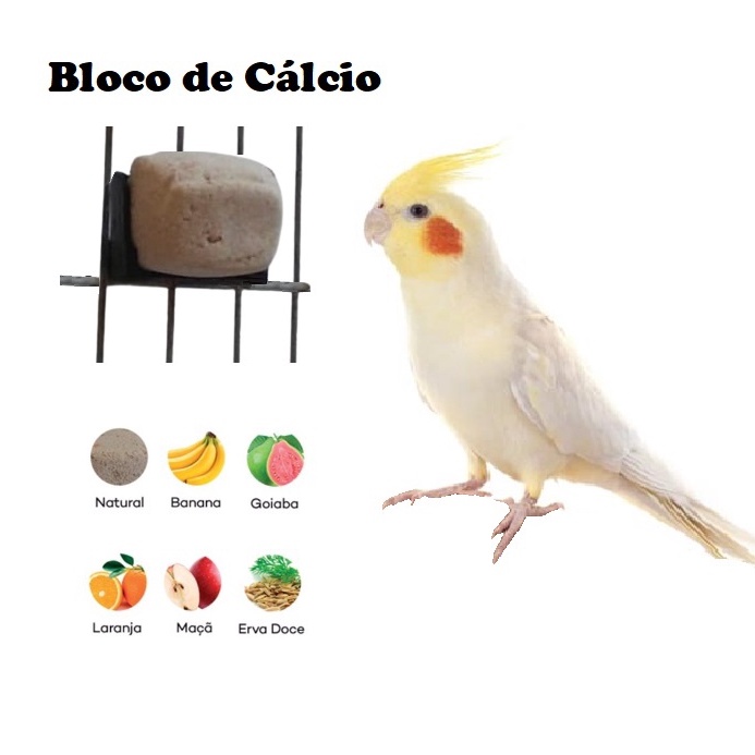Pedra de Cálcio em Bloco para Calopsitas Pássaro
