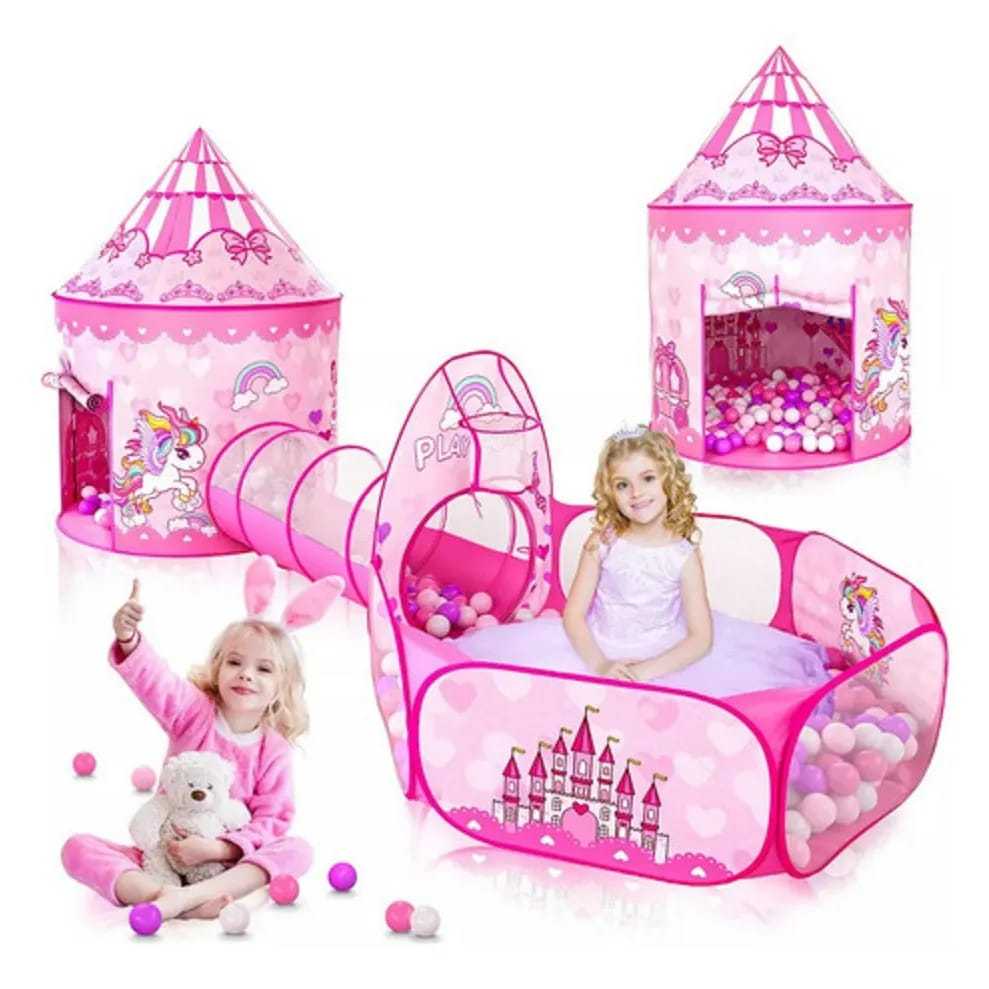 Tenda Toca Barraca 3×1 Playground Princesa Com Cesta