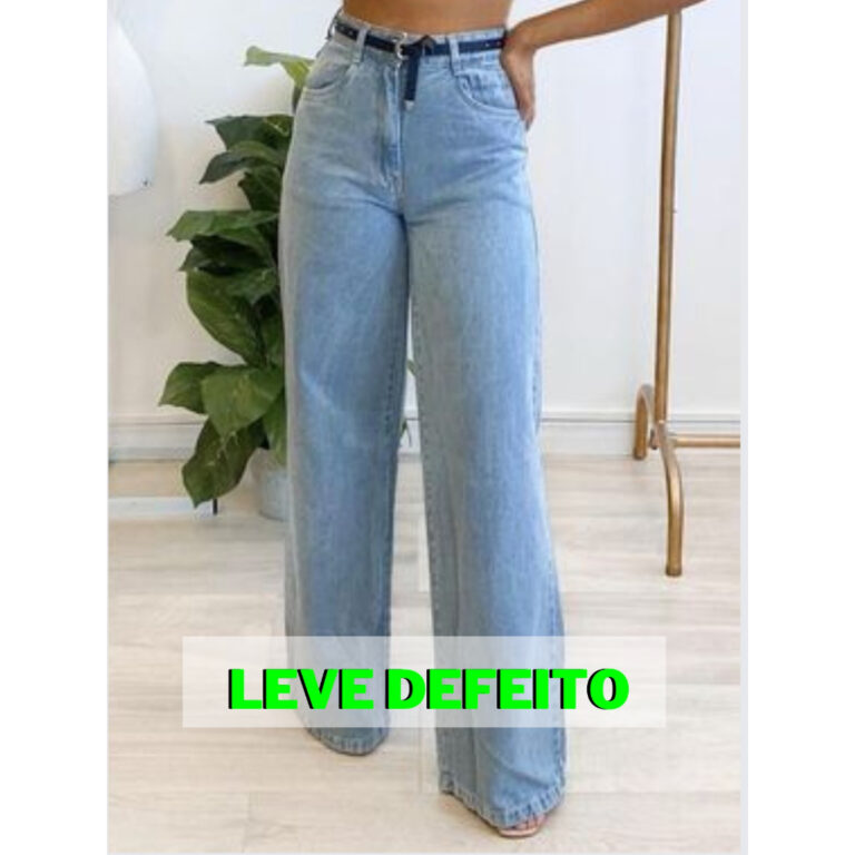 Calça wide leg jeans feminino Pantalona larga bol