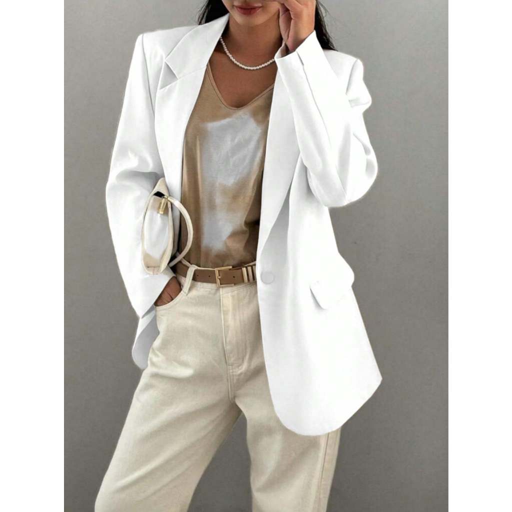 Blazer alfataria com forro com botão feminino casaco elegante social coleção nova Blazer Curto Aiust