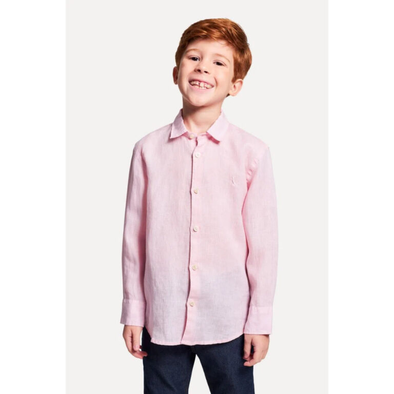 Camisa Social Manga Longa Branca Infantil de Botã