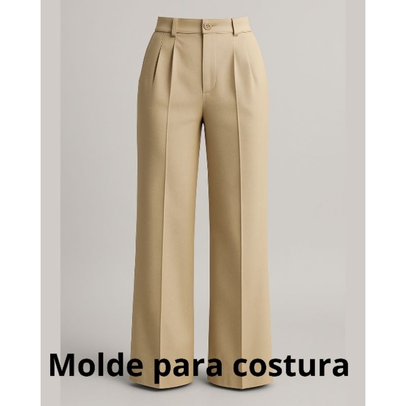 Molde Calça Social Feminina Alfaiataria – Cintura Alta, em papel kraft  branco Pronto para Cortar e