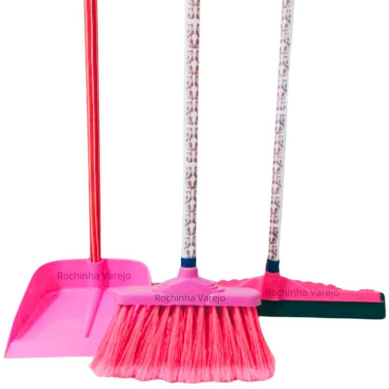 Vassoura Rosa Multiuso, Rodo Rosa Grande de 40cm e