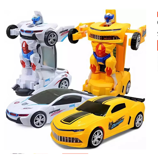 Brinquedo Carrinho Vira Robô Bate E Volta Com Luz