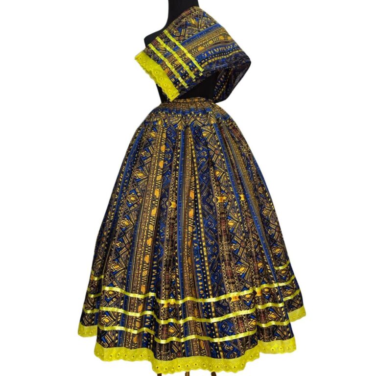 Conjunto Africano Com Fitas Saia e Ojá Pano de Ca