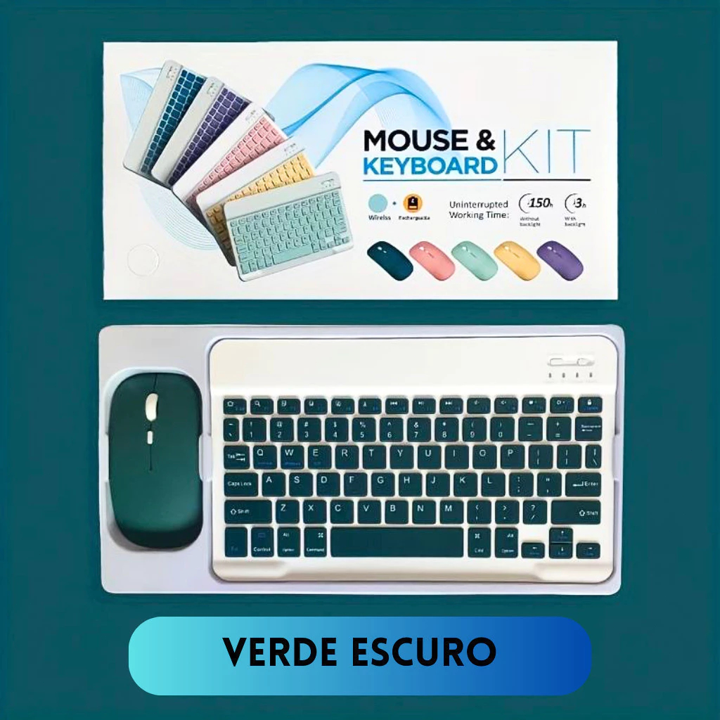 KIT Teclado + Mouse Via Bluetooth Compacto e Design Moderno – Compatível Com Smartphones/Notebook/Ta