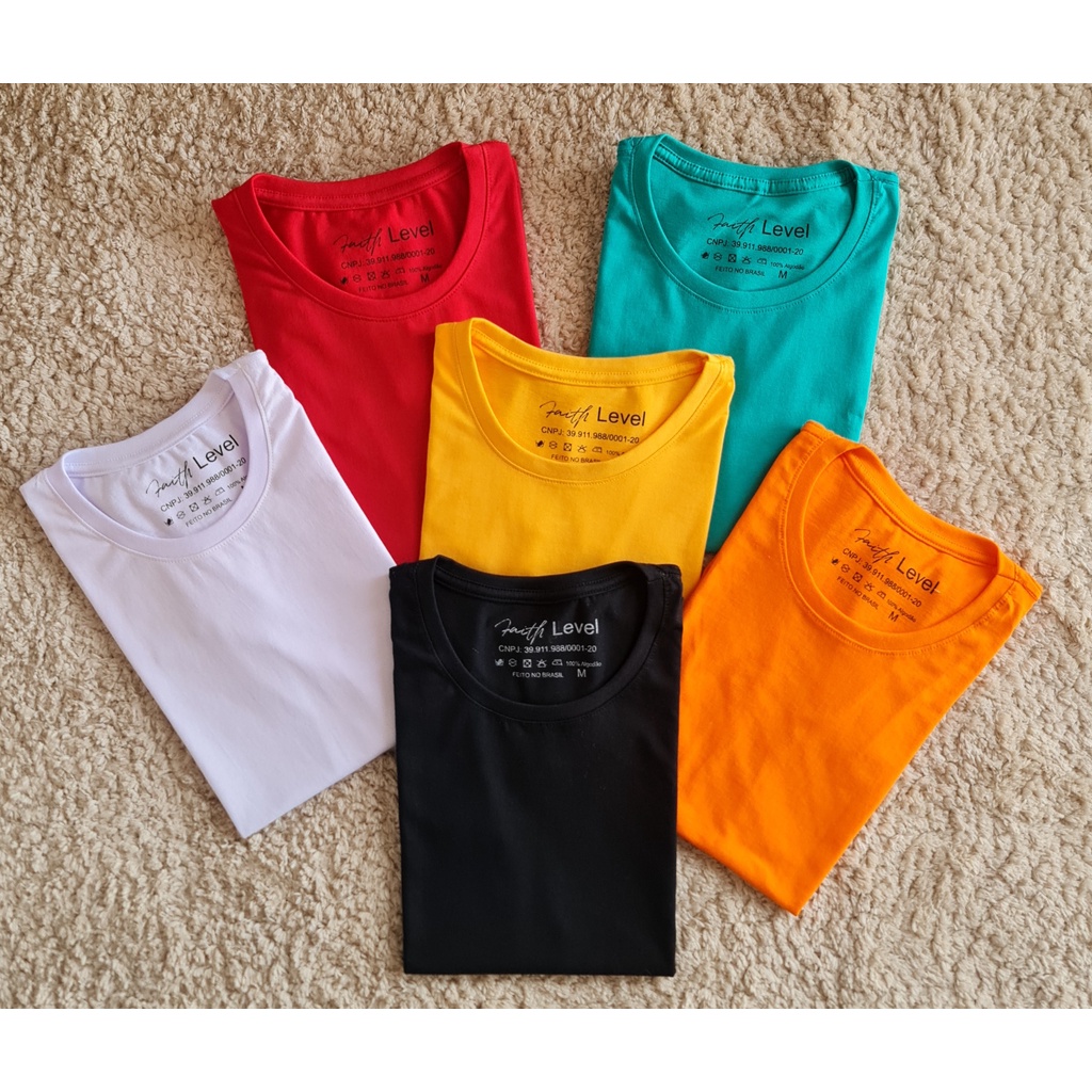 Camiseta Feminina Blusa T Shirt Algodão Gola Redonda Basica Lisa