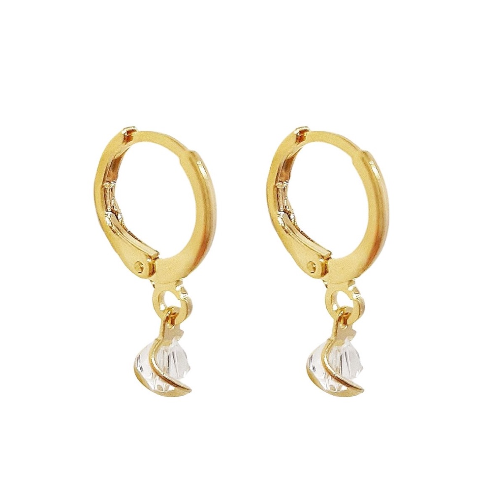 Brinco de Argola com Cristal Aro na cor Cristal Banhado a Ouro Semijoia de Qualidade com Garantia