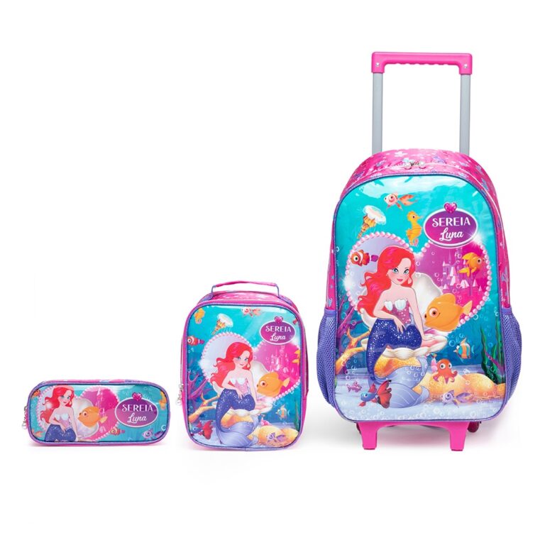 Kit Mochila Rodinha Estojo Lancheira Infantil Meni