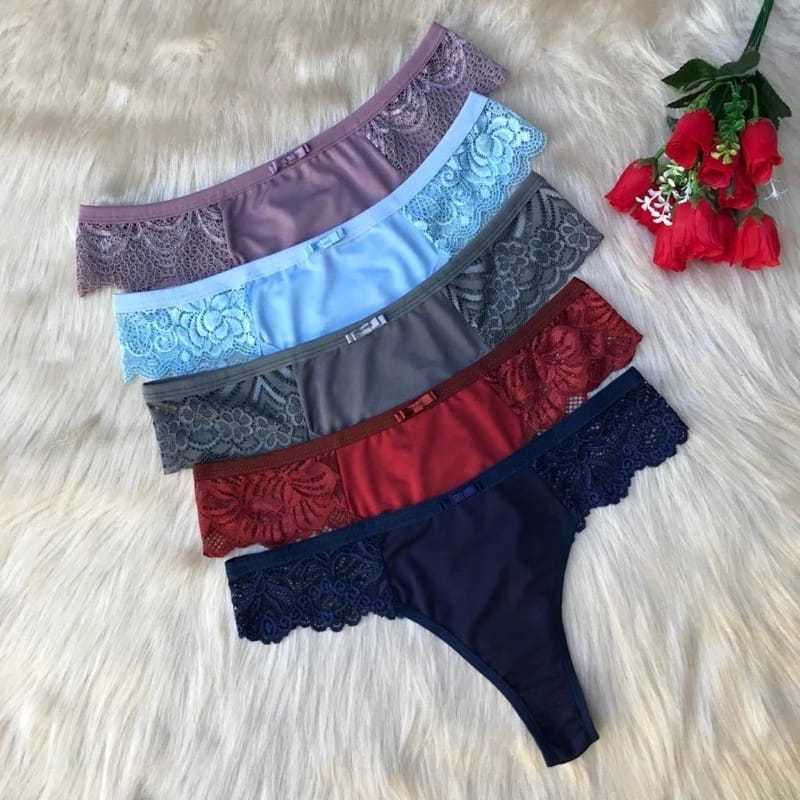 Kit 4 Calcinhas Renda Lateral Microfibra Conforto Dia a Dia Sensual Sexy Revenda e Uso