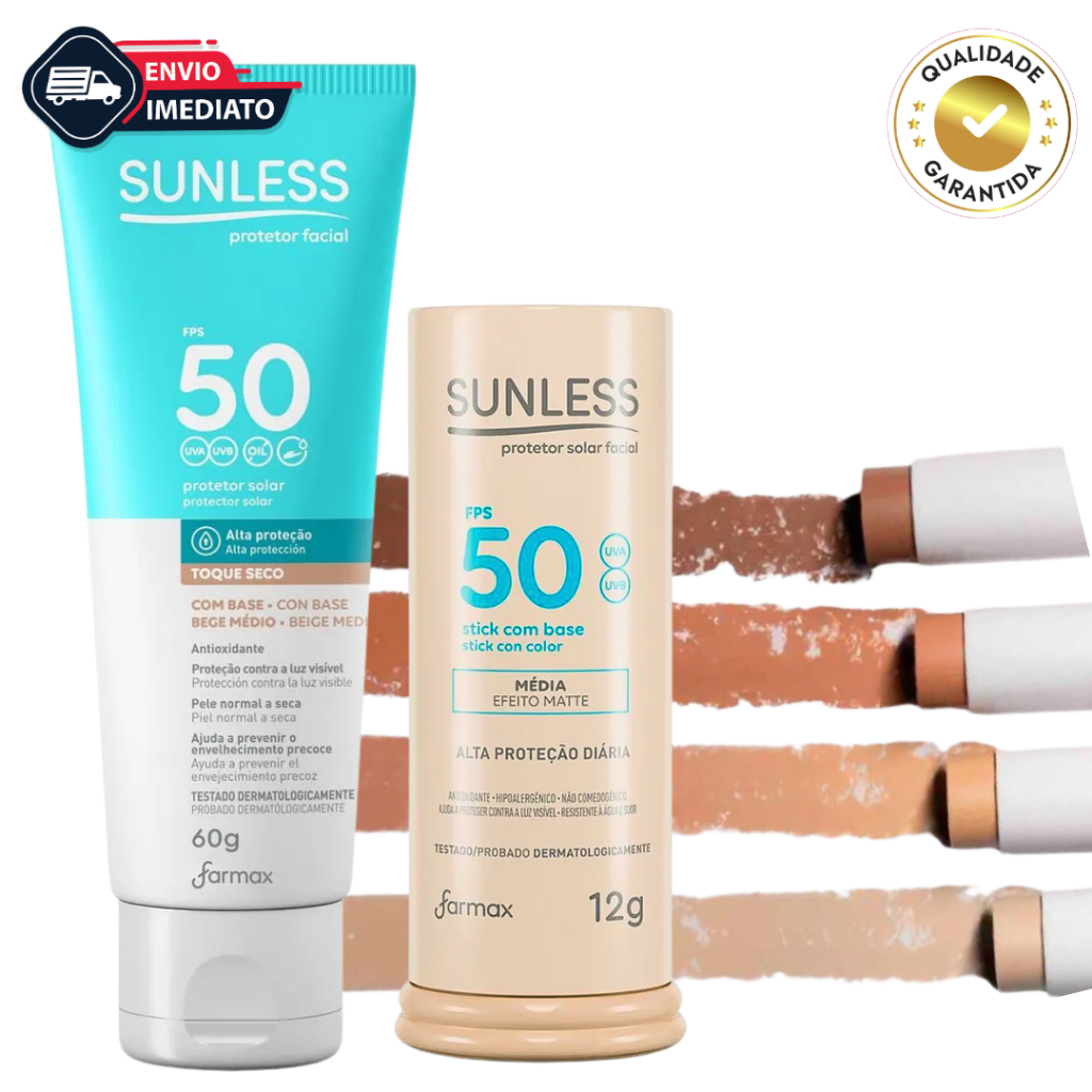 Protetor Solar Bastão Com Cor Base Efeito Matte Alta Cobertura Stick com Cor Sunless