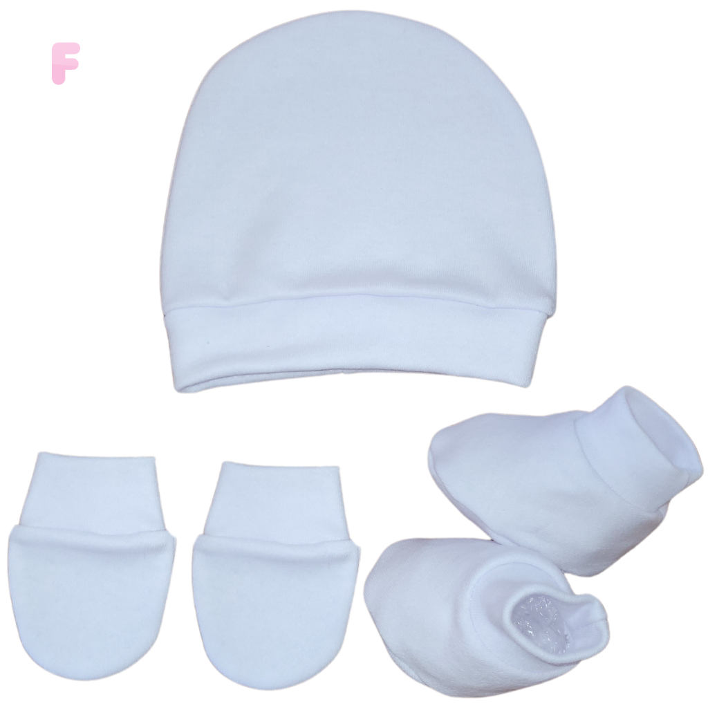 Kit Enxoval Bebê Luva Touca Sapato Recém Nascido Confortável Macio Anti Alérgico 100% Algodão Baby