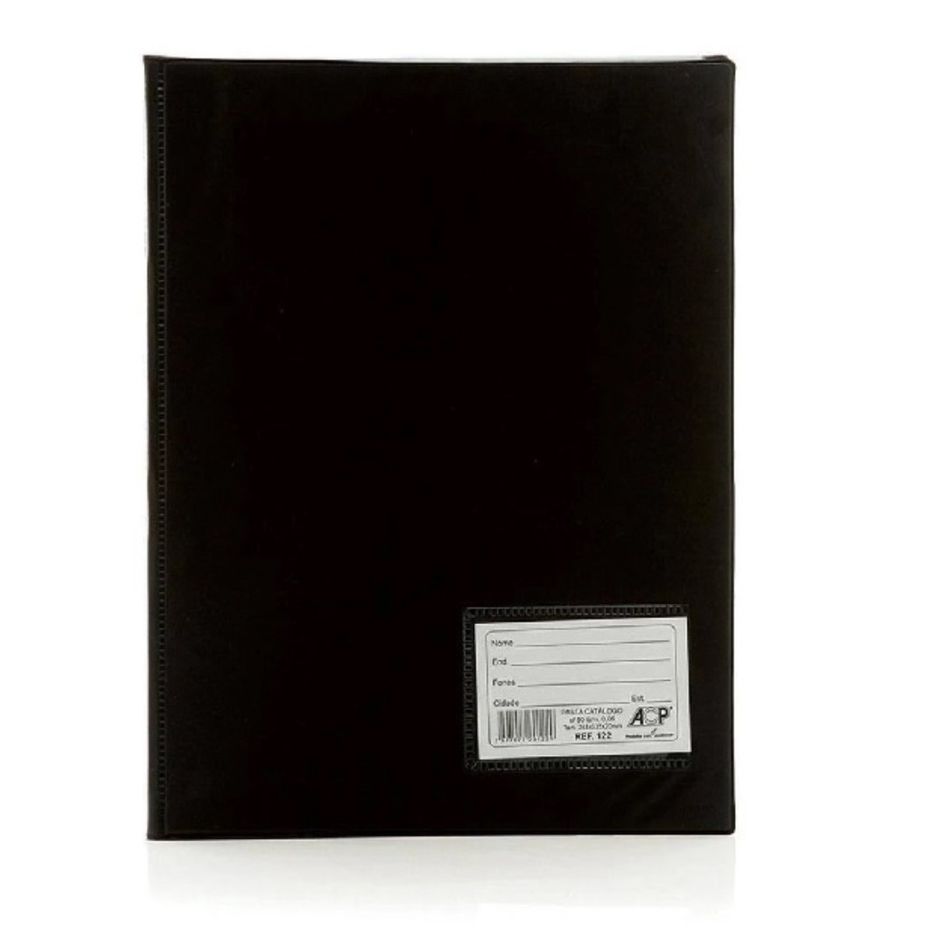 Pasta Catálogo Preta c/ 50 Envelopes Plásticos Finos cada – ACP- Tamanho A4