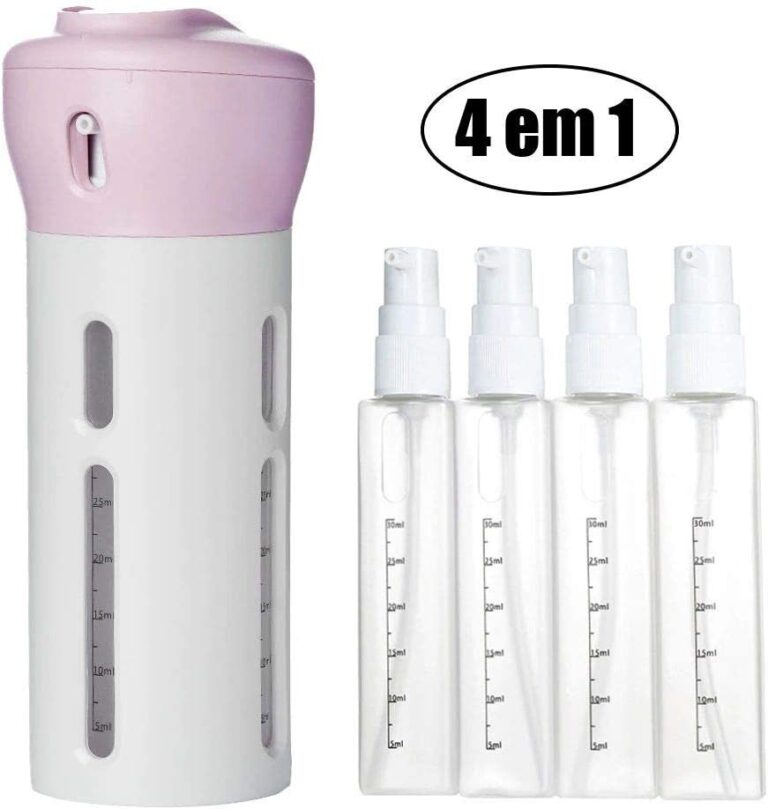 Dispenser 4X1 Pote Viagem Mala Shampoo Líquido Sa