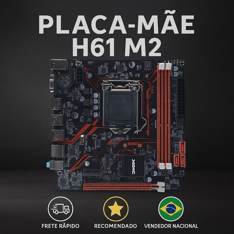Placa Mãe Intel H61DDR3 Socket 1155 Suporte M.2 NVME Compatível Core i3 i5 i7 2. 3. Geração HDMI VGA