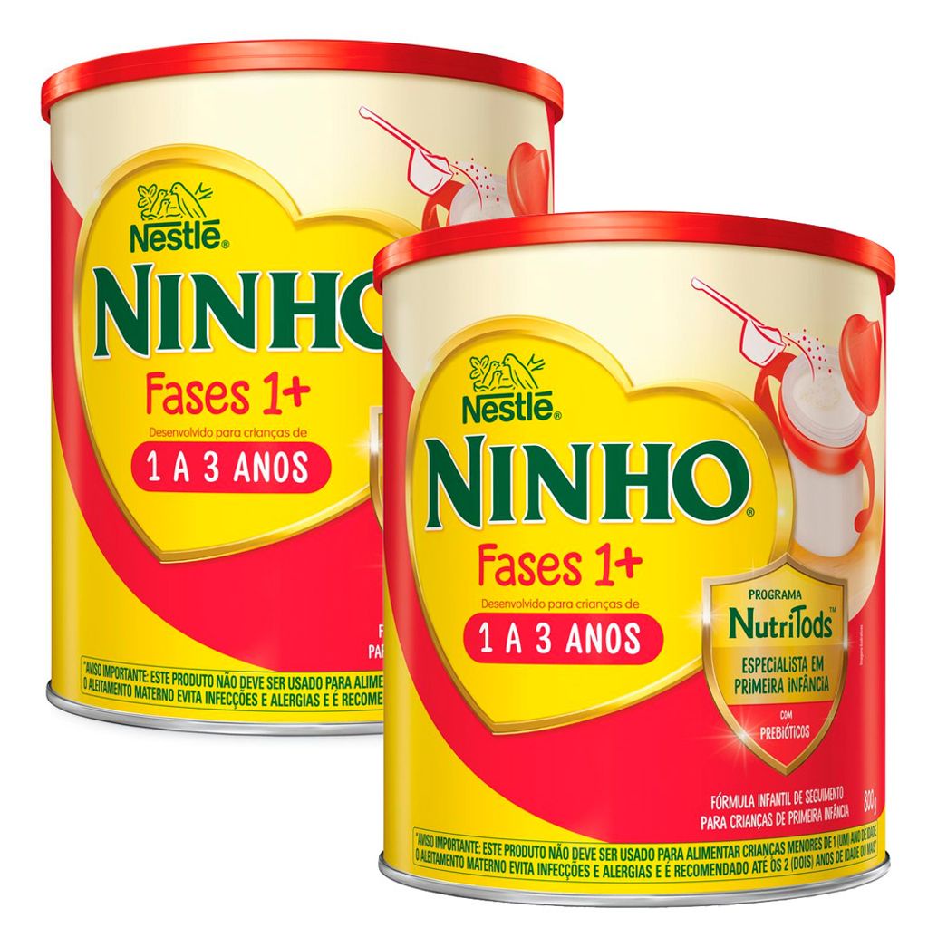 Kit 2 Ninho Fases 1+ Fórmula Infantil de Seguimento para Crianças de Primeira Infância de 1 a 3 anos