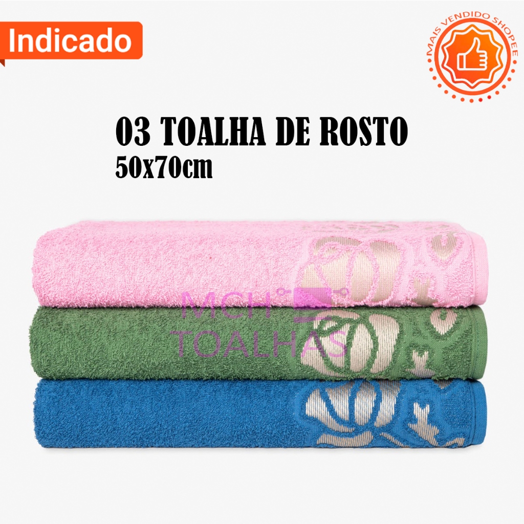 Kit 3 Toalhas de Rosto Grossa Luxo Gigante Monique 50x70cm