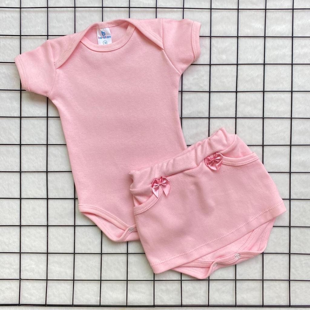 Conjunto de Bebê Menina Básico Dia a Dia Body e Saia 100% Algodão