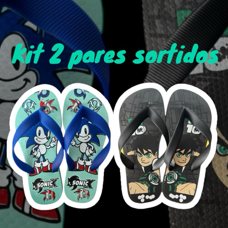 Kit 2 Pares de Chinelo Infantil – Estampas Divertidas para Meninos K2IM