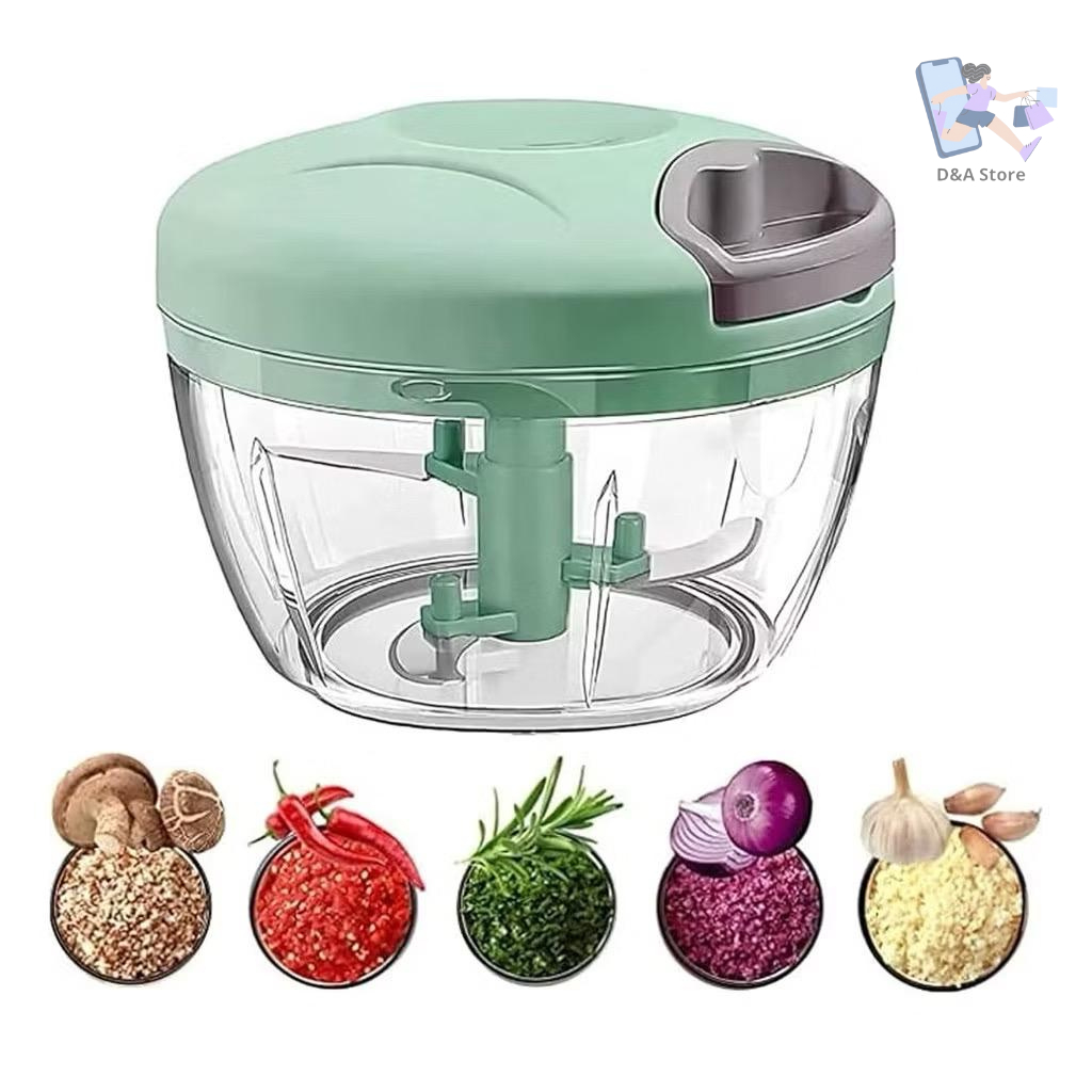 Processador Triturador Manual de Alimentos Alho Legumes Frutas 500ml 3 Lâminas Portátil