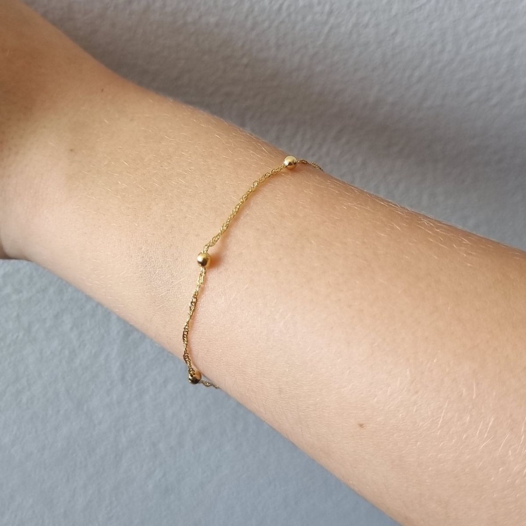 Pulseira Infantil Bolinhas Estilo Romanel Banhado A ouro 18k. Antialergica C/ Garantia