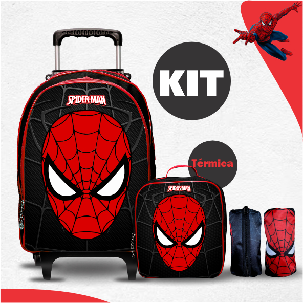 Mochila Escolar Rodinha Aranha – Kit –