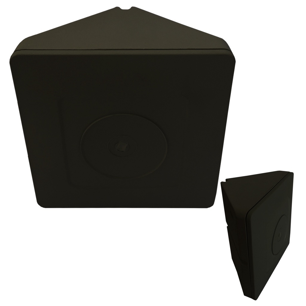 Caixa de Sobrepor CFTV Triangular Preta 8,5×8,5×4,5cm